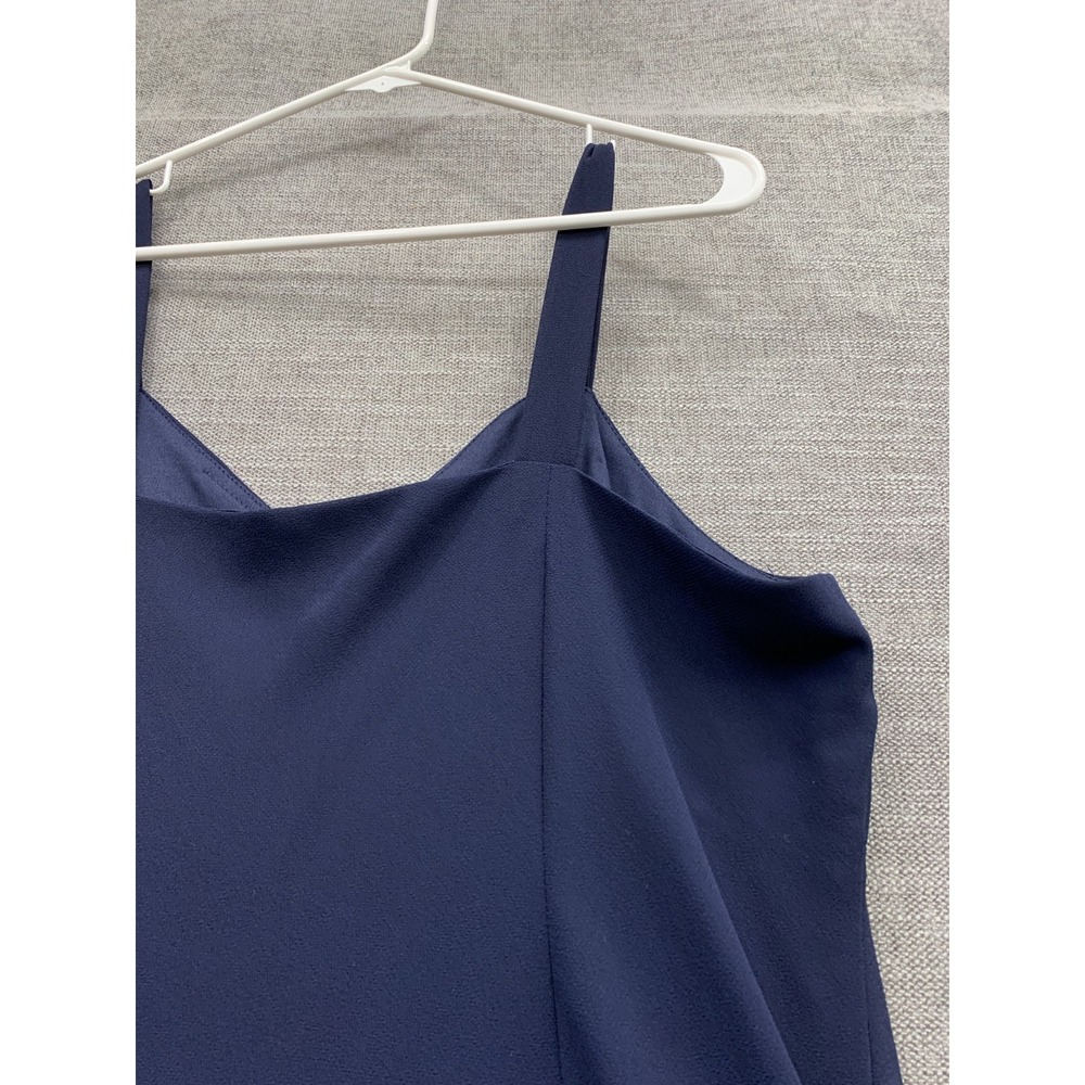 R&M Richards 2 Pieces Set Dress Womens 16 Navy Beaded Side Slit Sleeveless - Picture 8 of 10